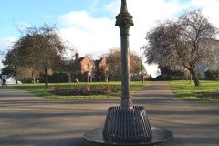 Old lamp-post surrounded by rose beds, North of Lodge